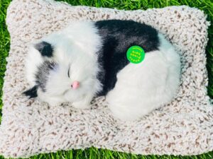 plush cat toy with real meow sound(white & black)