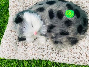 plush cat toy with real meow sound (grey leopard)