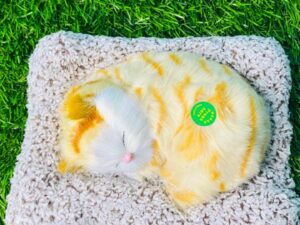 plush cat toy with real meow sound(cream yellow & orange tabby)