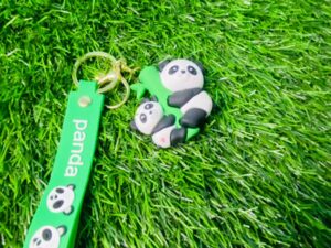panda & baby bamboo keychain